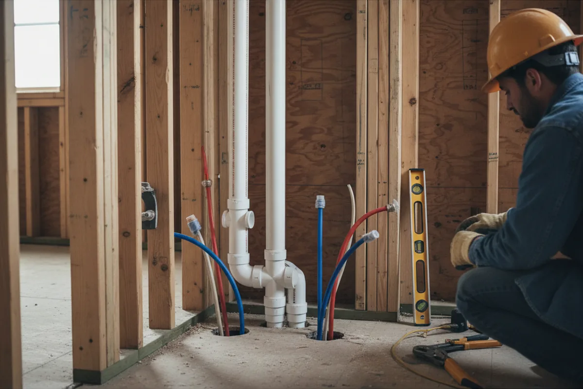 Drain and supply rough-in during Drain Cleaning in Startex