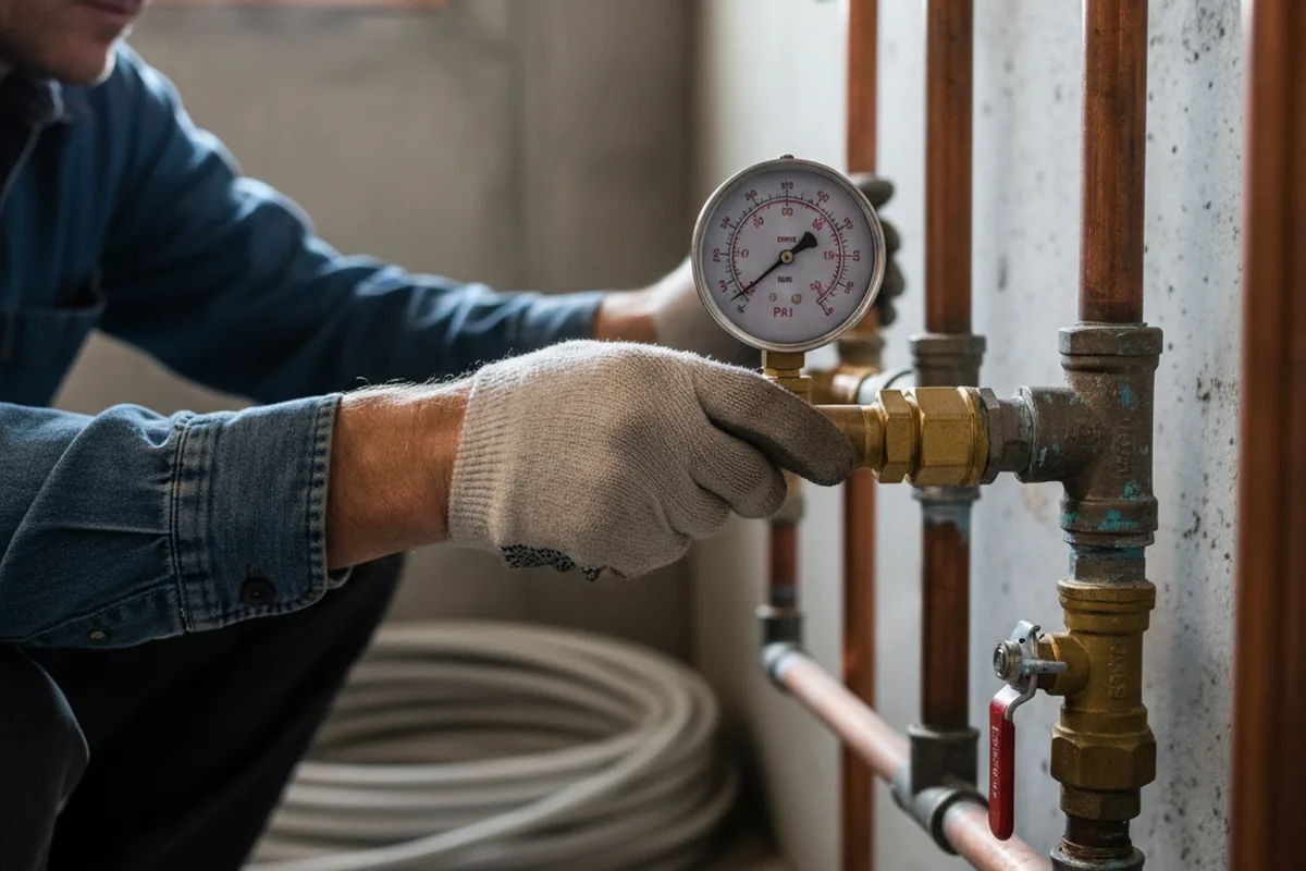 Pressure testing a repaired line during Water Line Repair in Startex